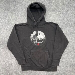Element Hoodie Mens Large Mountain Graphic Black Pullover Sweatshirt Y2K